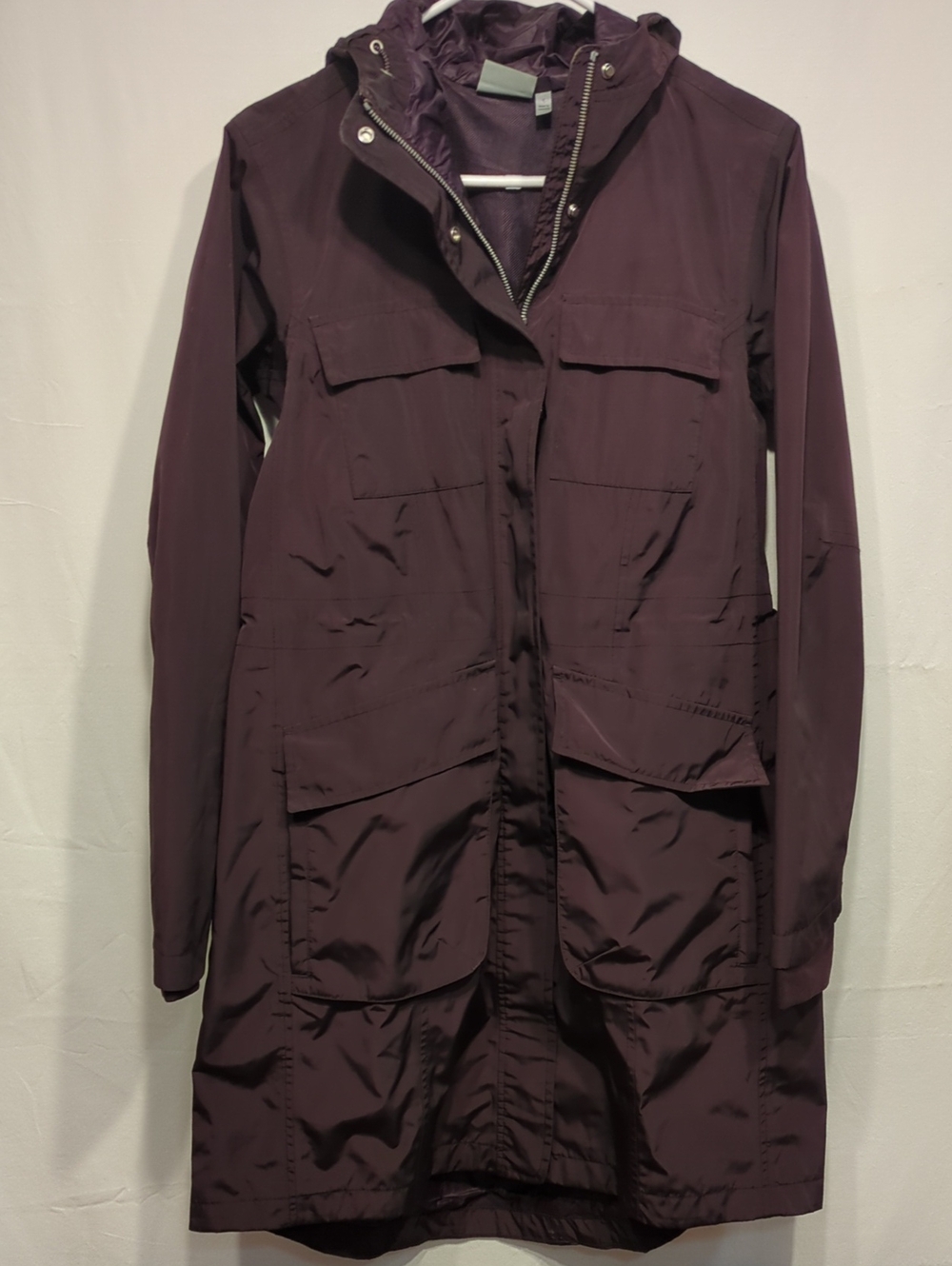 Athleta Hooded Utility Coat Burgundy Small